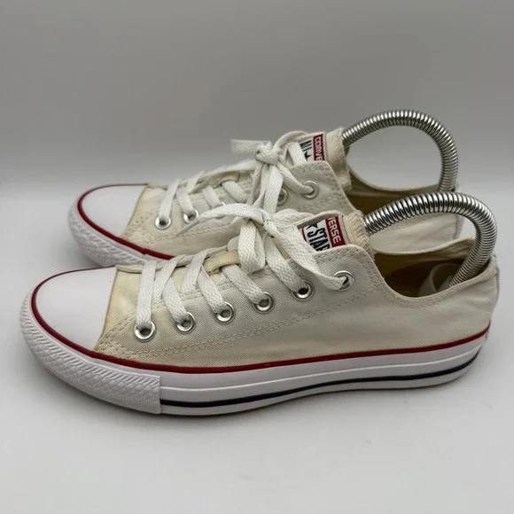Converse All Star Low Top Sneakers Shoes Women's Size 8 Canvas White Casual - Picture 1 of 8